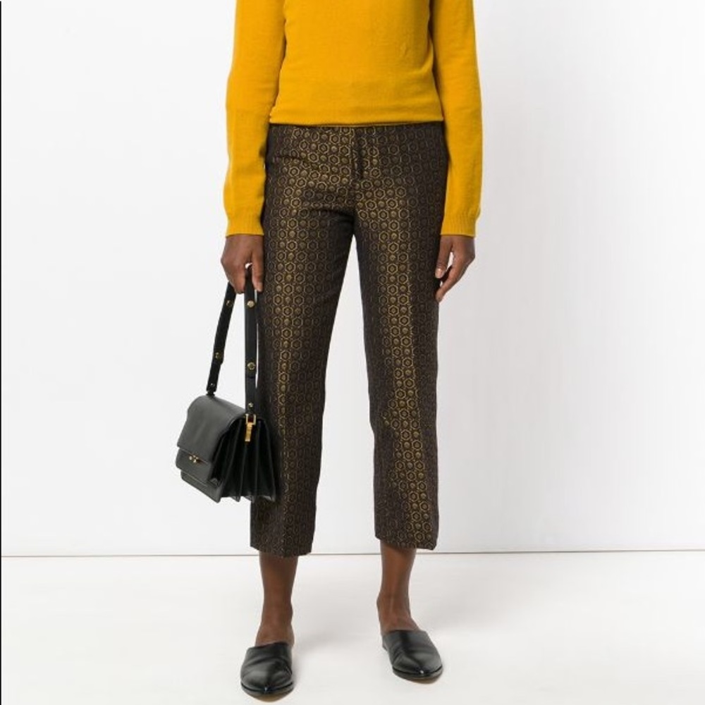 Closed Gold and Navy Jacquard Cropped Trousers
